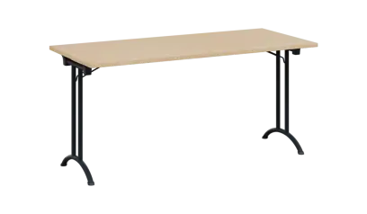 SLA 160 lak skládací jednací stůl 1600x700, deska 25 mm, podnož černý lak, deska bříza světlá